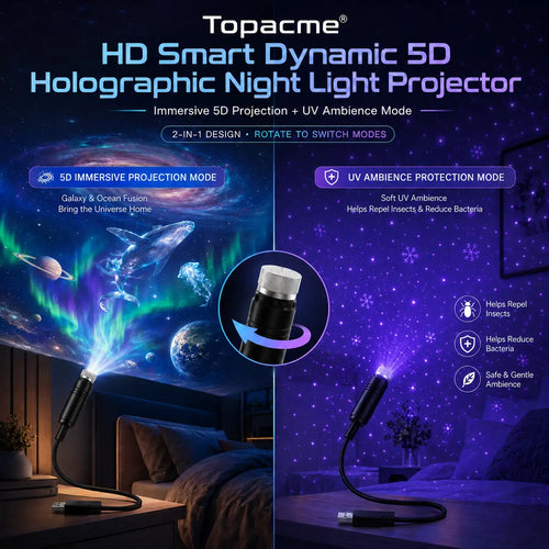 Topacme® 2-in-1 Immersive Projection & Purple Ambient Protection Mode