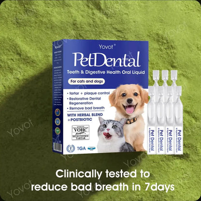 [Official Store] Yovot® Pet Dental & Digestive Health Oral Liquid – Freshen Breath, Remove Tartar & Promote gum regeneration, stabilize teeth (for Cats & Dogs)  – Save 80% Today!