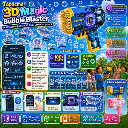 Topacme® 3D Magic Bubble Blaster —— Animal & Ocean Fantasy Theme