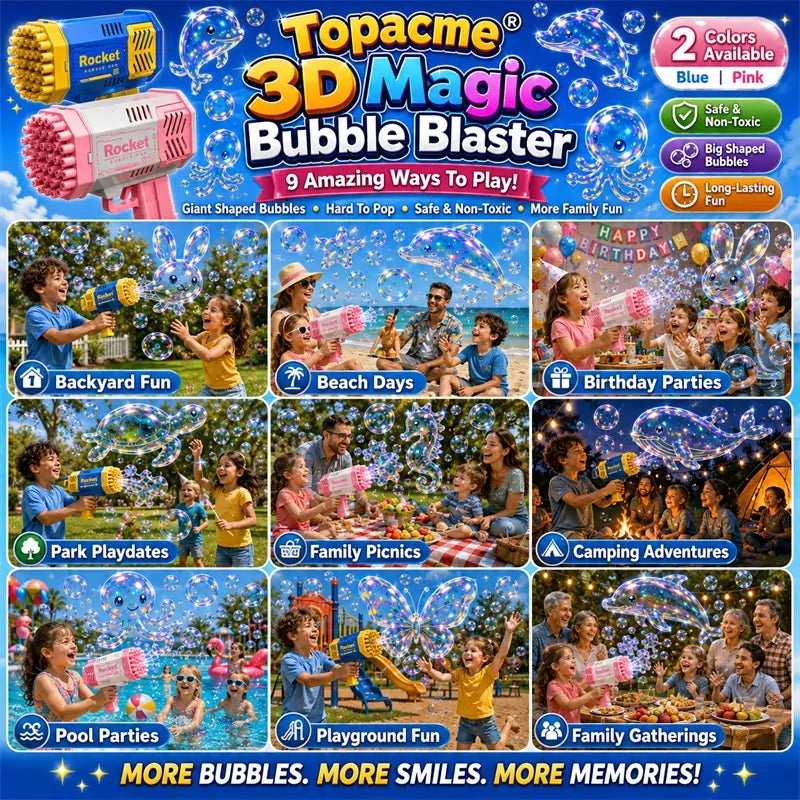 Topacme® 3D Magic Bubble Blaster —— Animal & Ocean Fantasy Theme