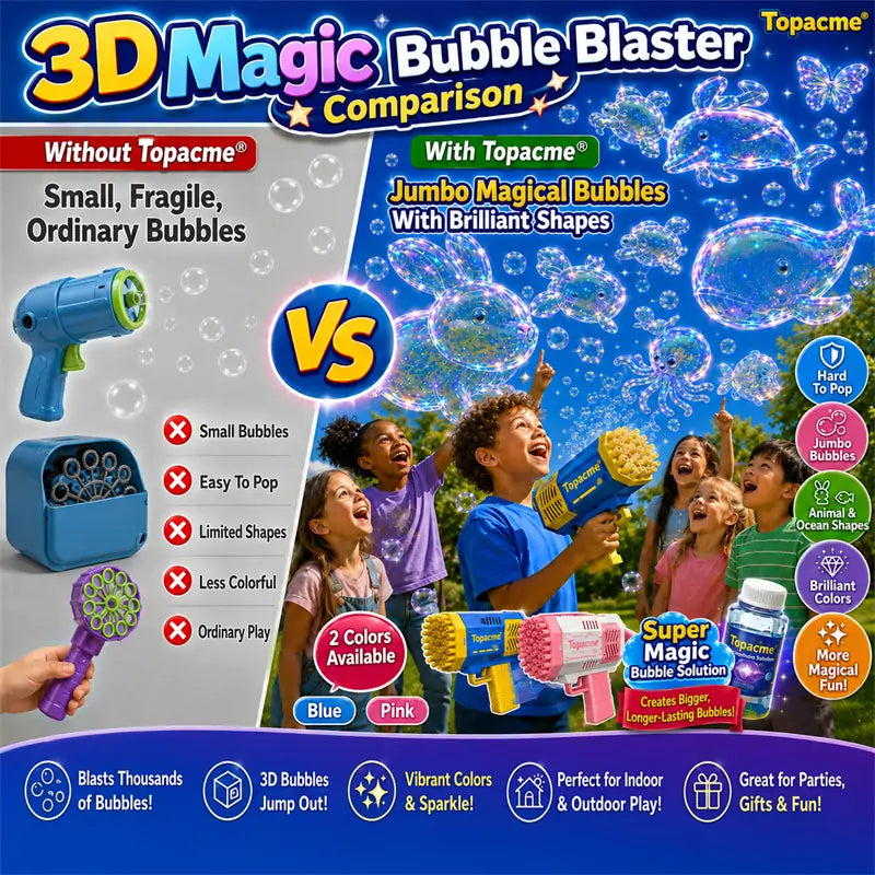 Topacme® 3D Magic Bubble Blaster —— Animal & Ocean Fantasy Theme