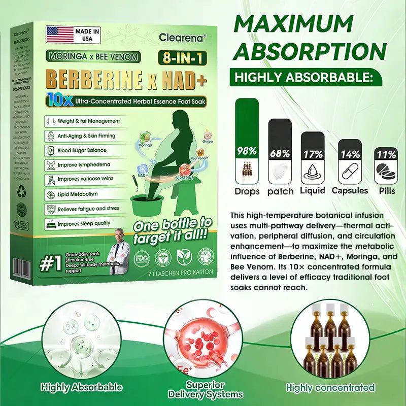 𝐎𝐟𝐟𝐢𝐜𝐢𝐚𝐥 AU 𝐒𝐭𝐨𝐫𝐞 🇦🇺  | 🧑‍⚕️ 𝐂𝐥𝐞𝐚𝐫𝐞𝐧𝐚® Moringa · Bee Venom · Berberine × NAD+ Eight-in-one 10× Ultra-Concentrated Herbal Essence Foot Soak — 𝐎𝐧𝐜𝐞 𝐃𝐚𝐢𝐥𝐲, 𝐕𝐢𝐬𝐢𝐛𝐥𝐞 𝐑𝐞𝐬𝐮𝐥𝐭𝐬 𝐢𝐧 𝟕 𝐃𝐚𝐲𝐬